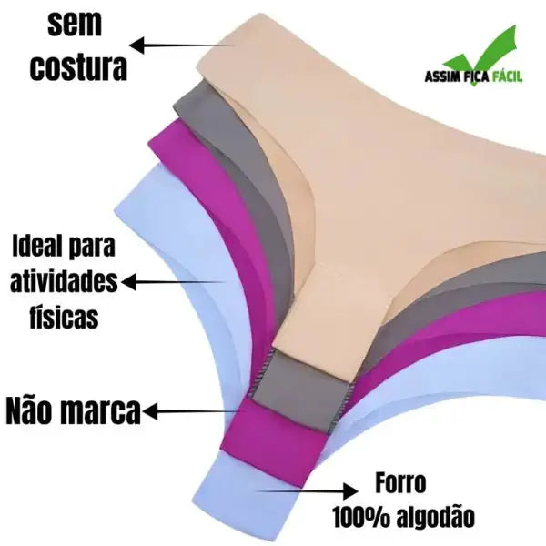 Kit 10 Calcinhas Confortável Sem Costura Leve Poliamida Não marca  - FRETE GRÁTIS HOJE!