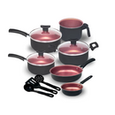 Jogo de Panelas Kit Antiaderente Tampa Vidro Teflon (FRETE GRÁTIS + BRINDE + DESCONTO até 23:59)