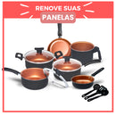 Jogo de Panelas Kit Antiaderente Tampa Vidro Teflon (FRETE GRÁTIS + BRINDE + DESCONTO até 23:59)