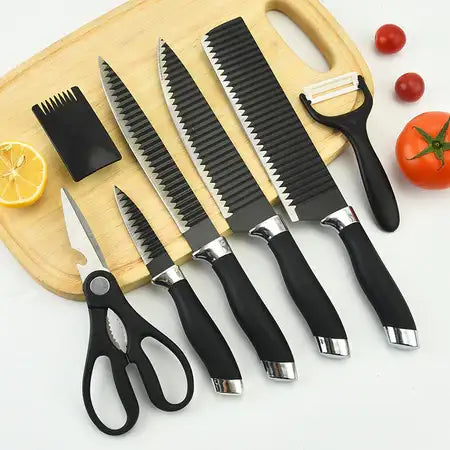 Kit facas de cozinha/Churrasco Profissional Antiaderente preto - ( DESCONTO + BRINDE + FRETE GRÁTIS ATÉ 23:59)