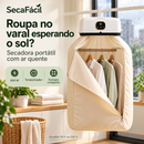 SecaFácil — secadora portátil com ar quente para dias chuvosos, 600 W e temporizador